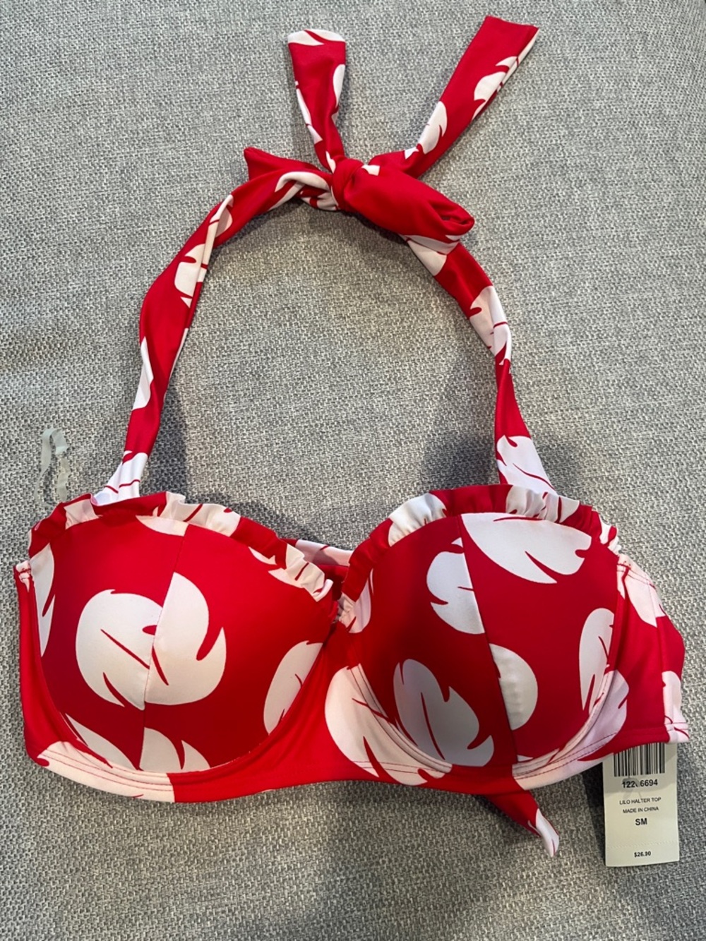 Red & White Tropical Print Halter Bikini Top lilo and stitch
